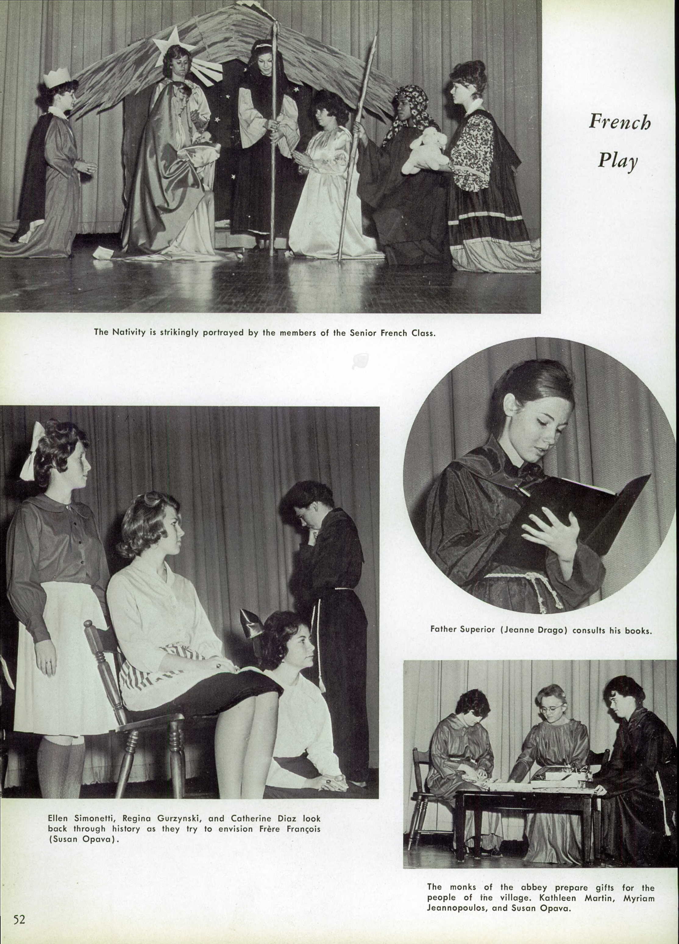 Mya in the senior French Play — the Nativity scene — Mother Cabrini 1964