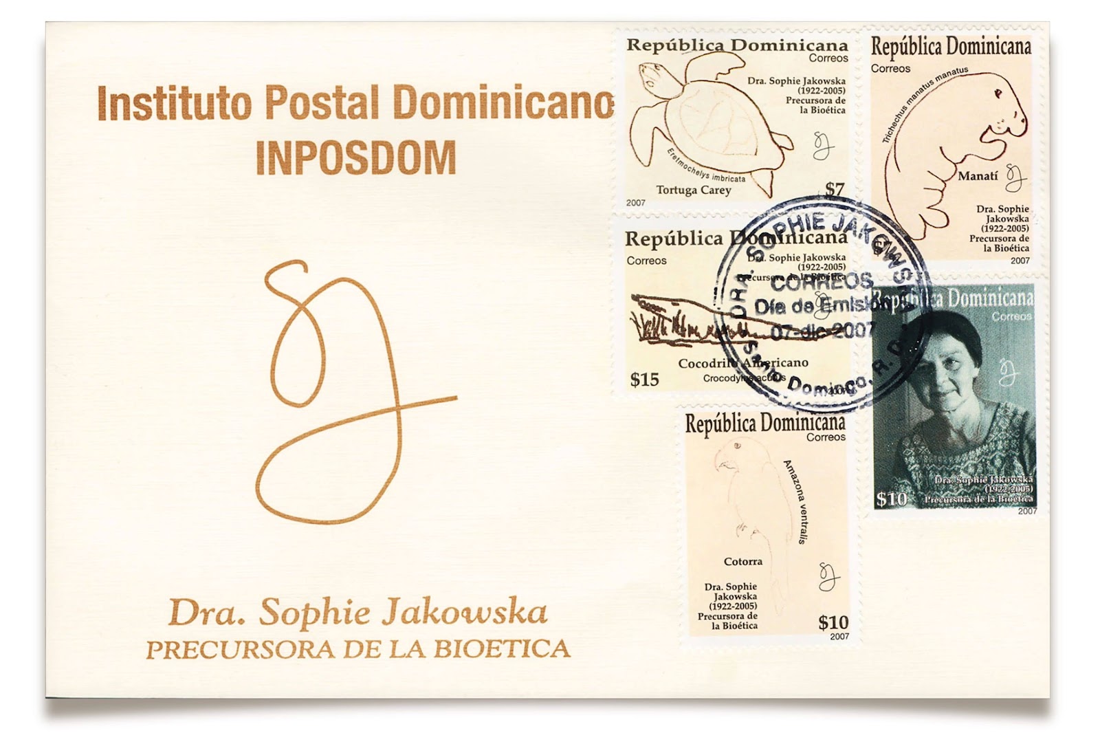 INPOSDOM first-day cover — Dra. Sophie Jakowska, Precursora de la Bioética